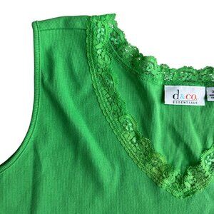 D Co Y2K Babydoll Top‎ Lace Trim Ribbed Tank Top Womens 3X V Neck Fitted Vintage